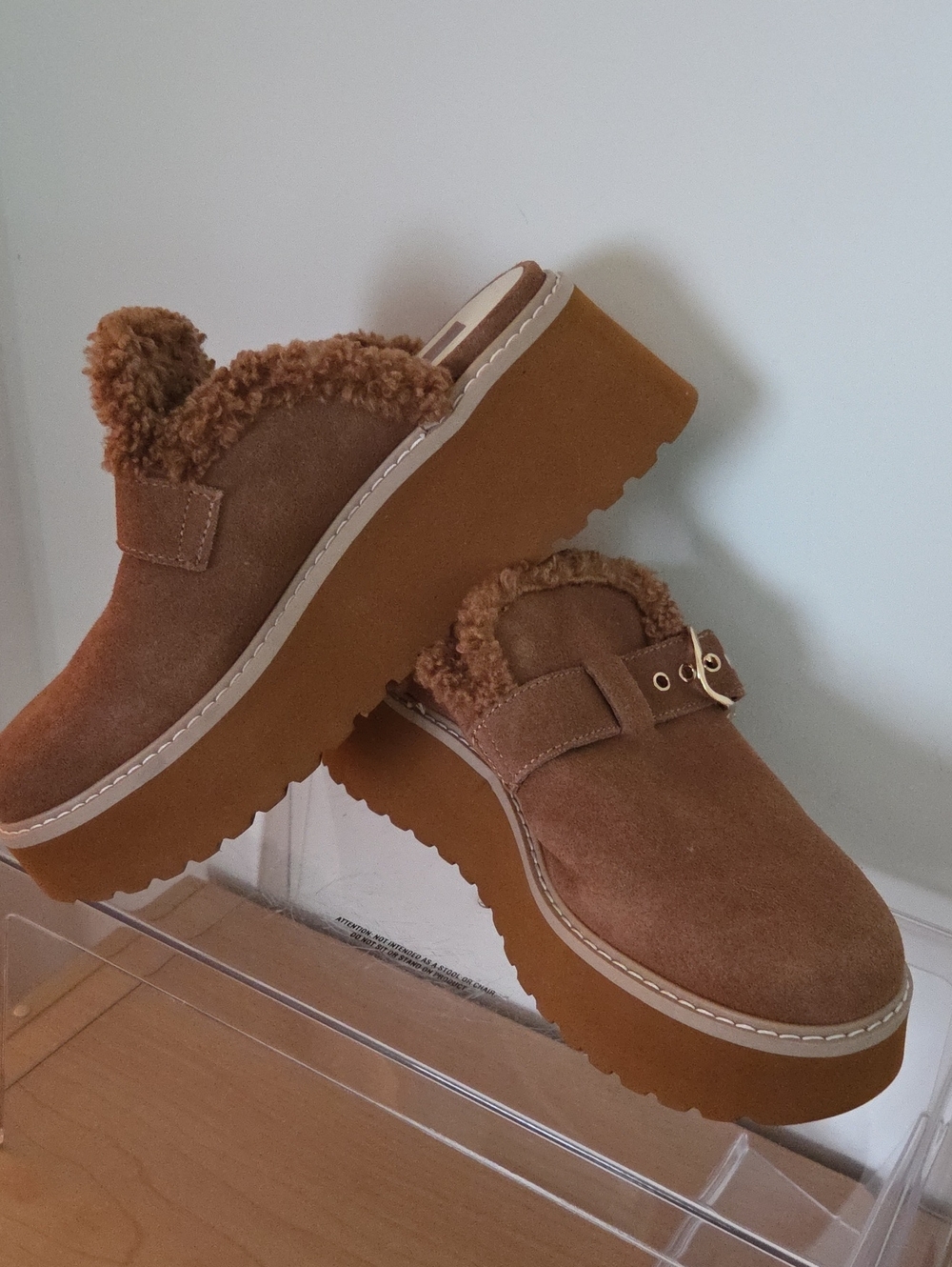 Dolce Vita Women’s Faux-Shearling Platform Mule - Chestnut Brown